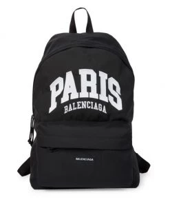 Balenciaga City Backpack For Men Black White Paris