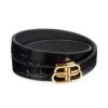Balenciaga BB Buckle Croc-Embossed Leather Bracelet