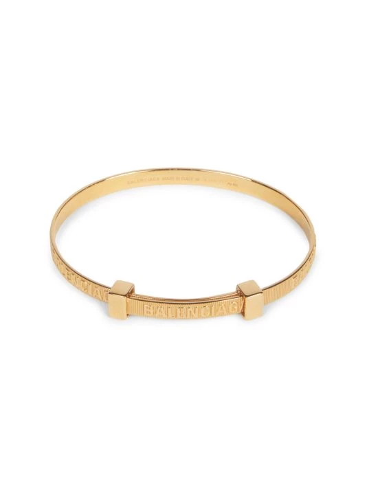 Balenciaga Force Striped Goldtone Logo Bracelet For Men