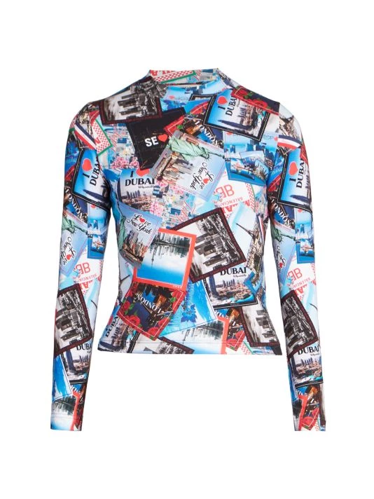Balenciaga Cities Postcard Long Sleeve Top