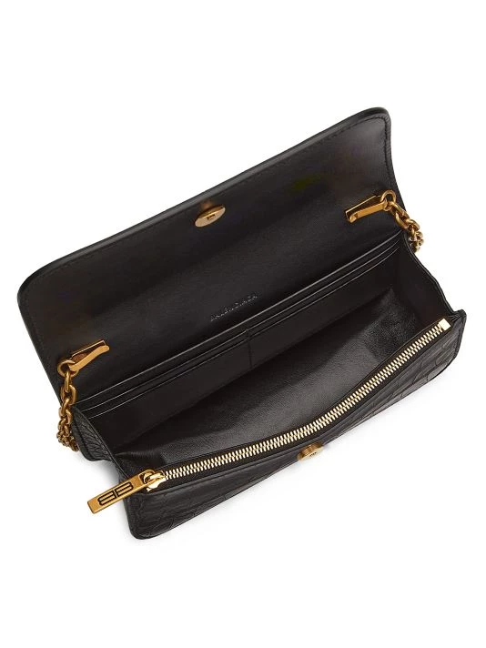 Balenciaga Gossip Croc-Embossed Leather Wallet-On-Chain Optic White - Image 3