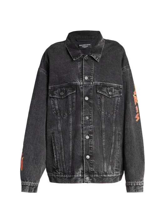 Balenciaga Cities Oversized Denim Logo Jacket