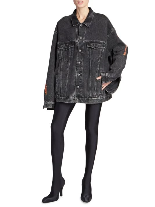 Balenciaga Cities Oversized Denim Logo Jacket - Image 2