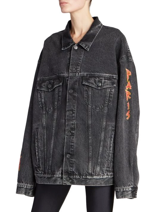 Balenciaga Cities Oversized Denim Logo Jacket - Image 4