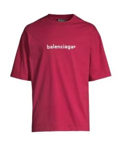 Balenciaga New Copyright Jersey T-Shirt For Men Burgundy White