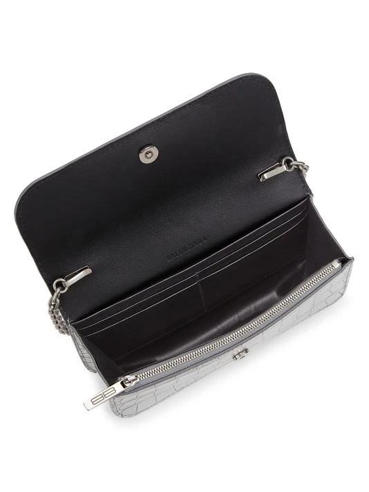 Balenciaga Gossip Metallic Croco-Embossed Leather Wallet-On-Chain - Image 3