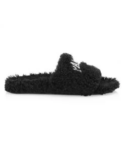 Balenciaga Furry Slides For Men Black White