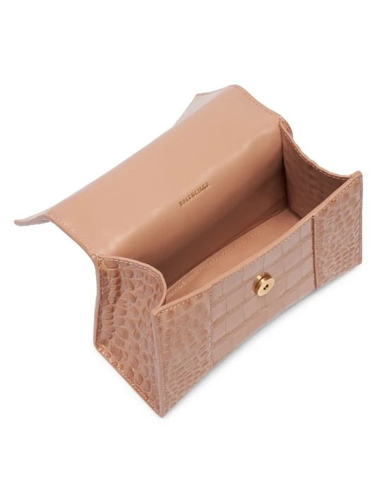 Balenciaga XS Hourglass Croc-Embossed Leather Top Handle Bag Jade - Image 3