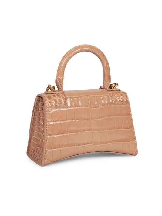 Balenciaga XS Hourglass Croc-Embossed Leather Top Handle Bag Jade - Image 4