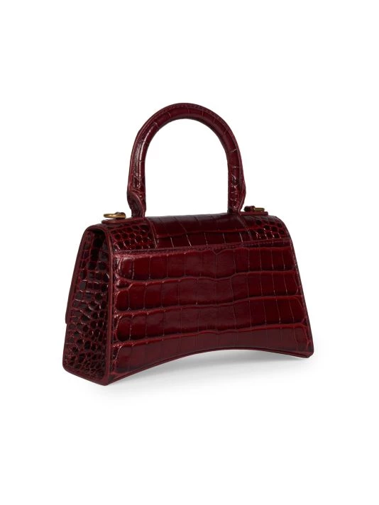 Balenciaga XS Hourglass Croc-Embossed Leather Top Handle Bag Jade - Image 5