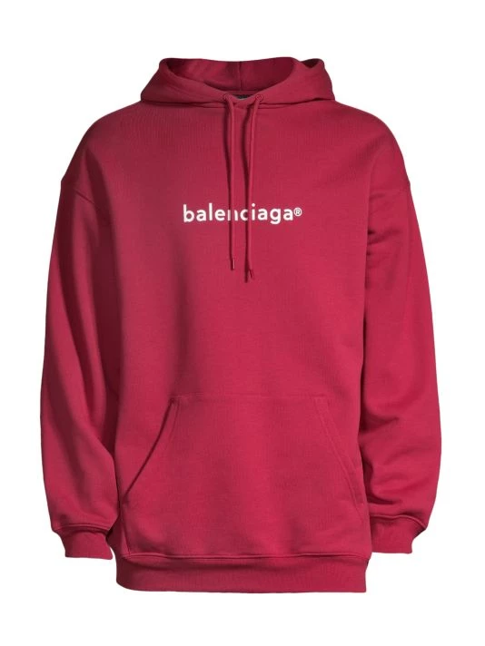 Balenciaga Logo Hoodie For Men Burgundy White