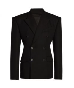 Balenciaga Wool-Blend Double-Breasted Jacket For Men