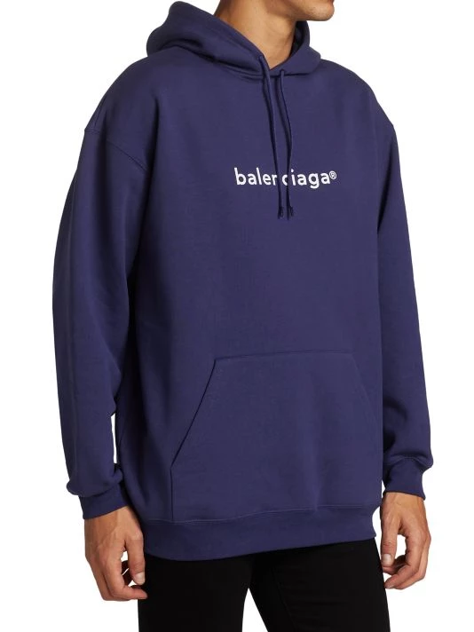 Balenciaga Logo Hoodie For Men Burgundy White - Image 4