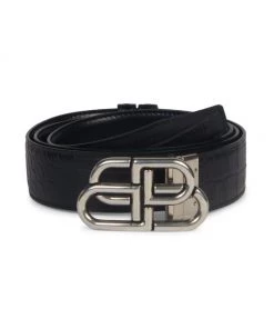 Balenciaga Croc-Embossed BB Buckle Belt For Men