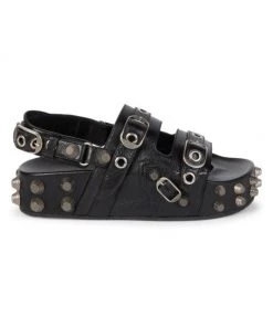 Balenciaga Cagole Leather Sandal Slides For Men