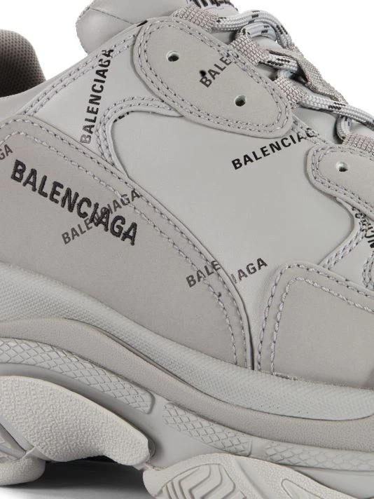 Balenciaga Allover Logo Triple S Sneakers For Men White Black - Image 7