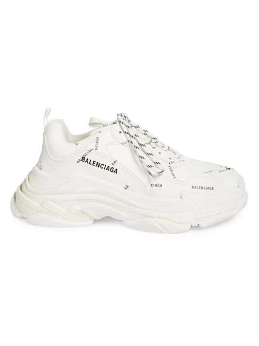 Balenciaga Allover Logo Triple S Sneakers For Men White Black - Image 8