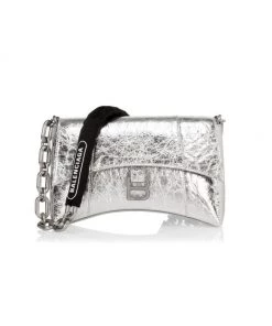 Balenciaga XS Downtown Metallic Leather Shoulder Bag