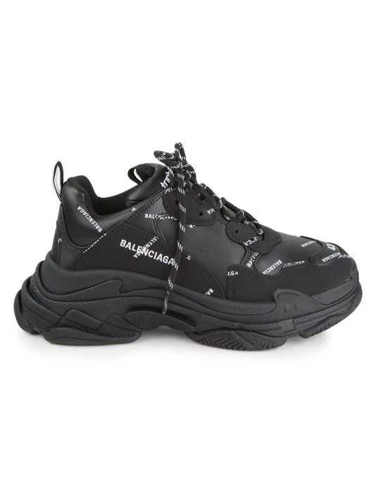 Balenciaga Allover Logo Triple S Sneakers For Men White Black - Image 9