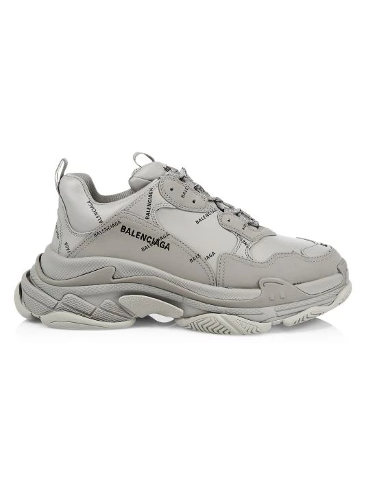 Balenciaga Allover Logo Triple S Sneakers For Men White Black - Image 10