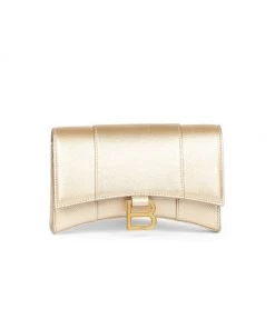 Balenciaga Hourglass Metallic Leather Wallet-On-Chain