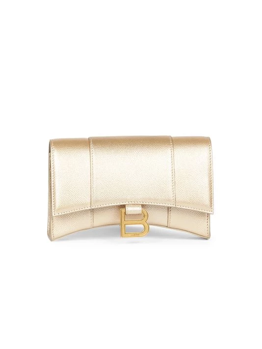 Balenciaga Hourglass Metallic Leather Wallet-On-Chain