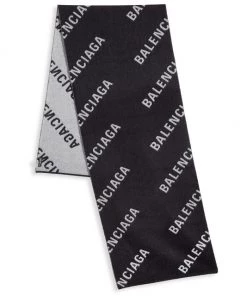 Balenciaga Logo-Embellished Wool Scarf For Men