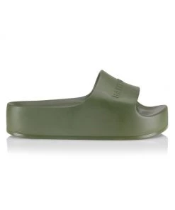 Balenciaga Mono Logo Platform Pool Slides Dark Grey