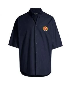 Balenciaga College Poplin Short-Sleeve Shirt For Men