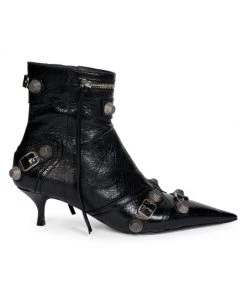 Balenciaga Cagole 50 Leather Ankle Boots