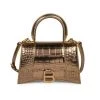 Balenciaga Hourglass Croc-Embossed Top Handle Bag