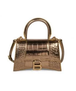 Balenciaga Hourglass Croc-Embossed Top Handle Bag