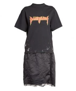 Balenciaga Mixed Media T-Shirt Slip Dress