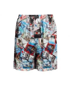 Balenciaga Postcard-Print Silk Shorts For Men