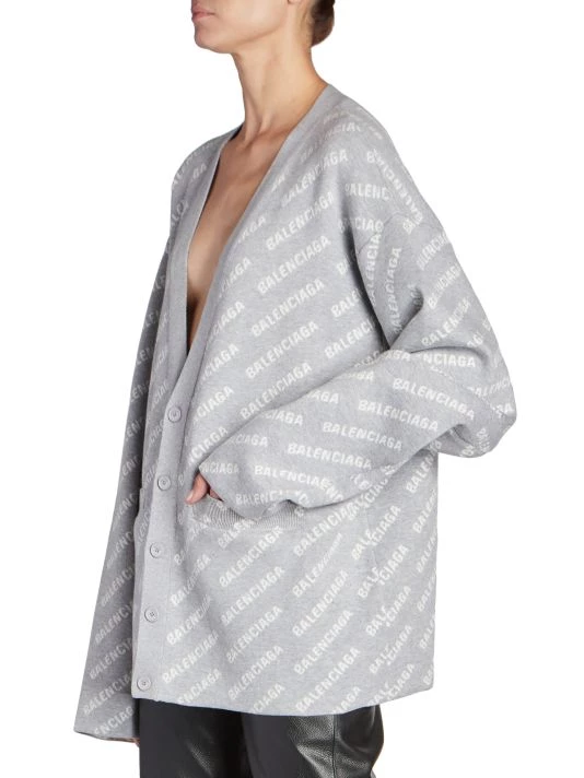 Balenciaga All-Over Logo Knit Cardigan - Image 4