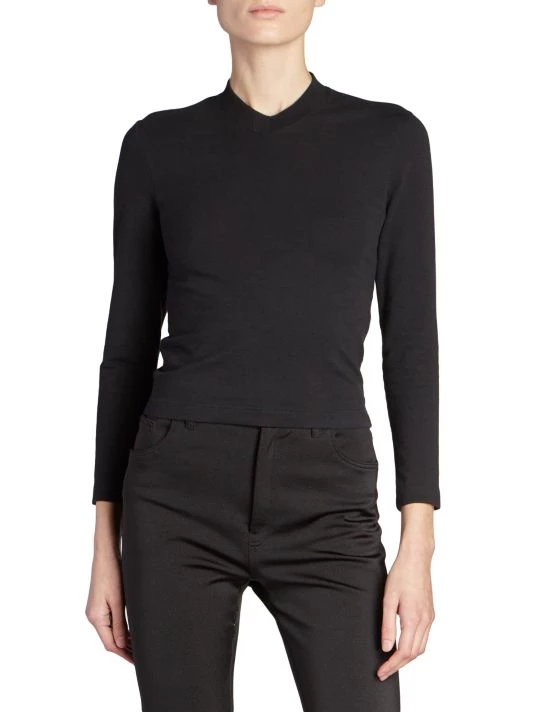 Balenciaga Logo Fitted V-Neck Top - Image 3