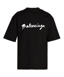 Balenciaga Script Logo T-Shirt For Men Black White