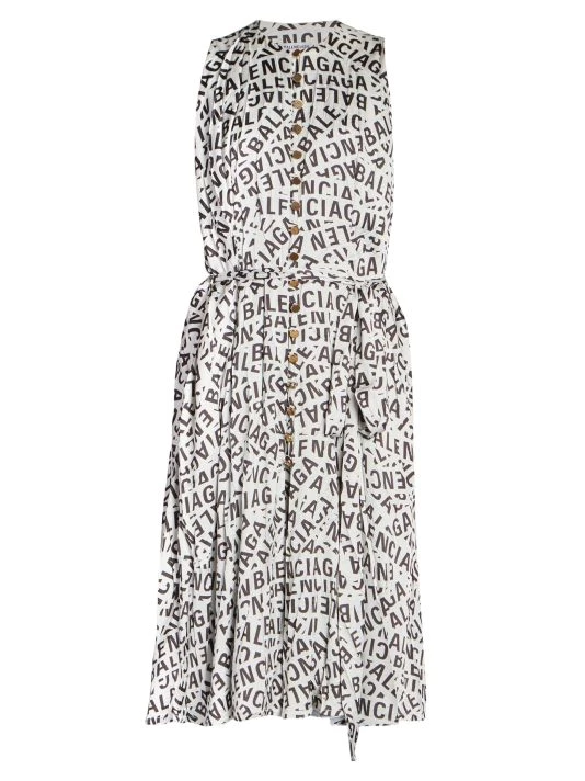 Balenciaga Logo Sleeveless Midi Dress