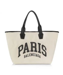Balenciaga Large Paris Canvas Beach Tote Natural Black