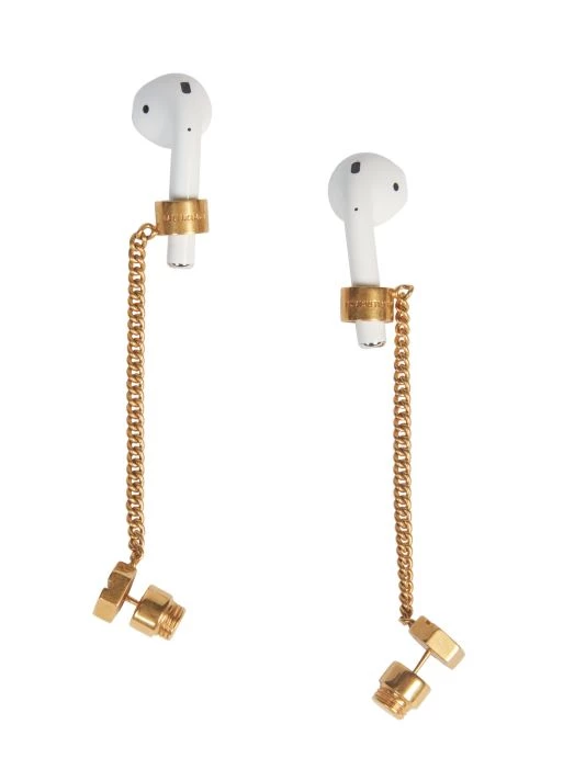Balenciaga Goldtone EarPod Screw Drop Earrings For Men