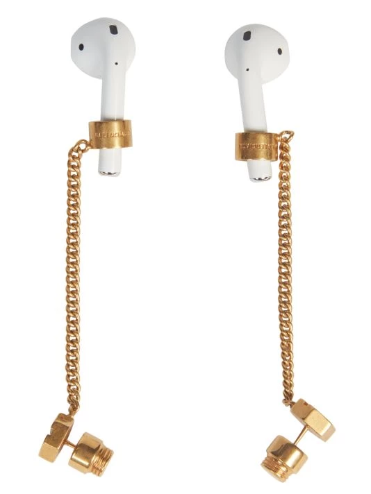 Balenciaga Goldtone EarPod Screw Drop Earrings For Men - Image 2