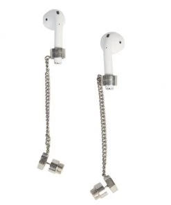 Balenciaga Silvertone EarPod Screw Drop Earrings For Men