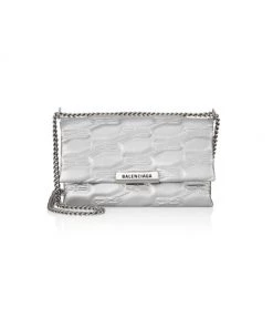 Balenciaga Triplet BB-Embossed Leather Shoulder Bag
