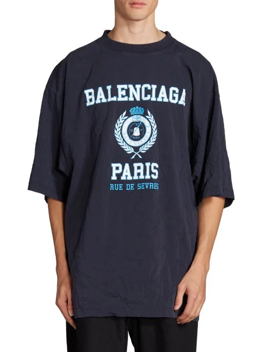 Balenciaga Collegiate Logo T-Shirt For Men - Image 3