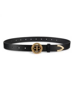 Balenciaga Circled BB Buckle Leather Belt