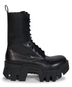 Balenciaga Bulldozer Leather Lace-Up Platform Boots