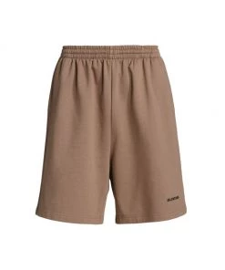 Balenciaga Wide-Leg Logo Sweat Shorts For Men Bright Red White