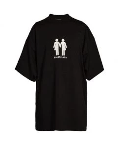 Balenciaga Oversized Pride Flag T-Shirt For Men White Black