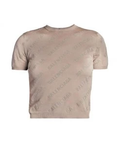 Balenciaga Logo-Print Cotton Cropped Sweater