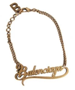Goldtone "Balenciaga" Nameplate Bracelet For Men